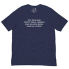 Shop Stop Book Bans Classic Tee-Navy at Ruby Joy Boutique, a Women's Clothing Store in Pickerington, Ohio
