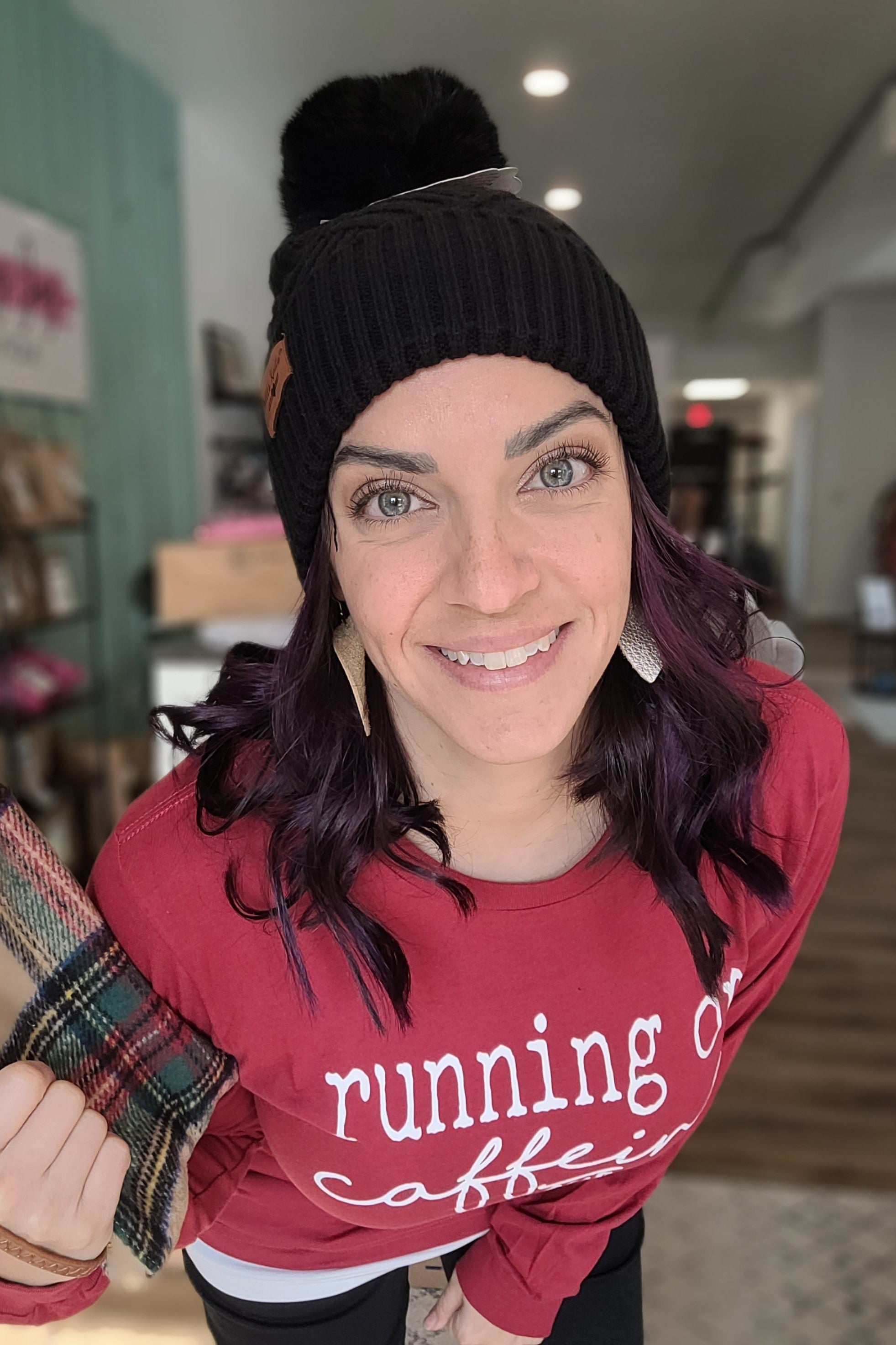 Shop Super Poof Pom Hat-Winter Hat at Ruby Joy Boutique, a Women's Clothing Store in Pickerington, Ohio