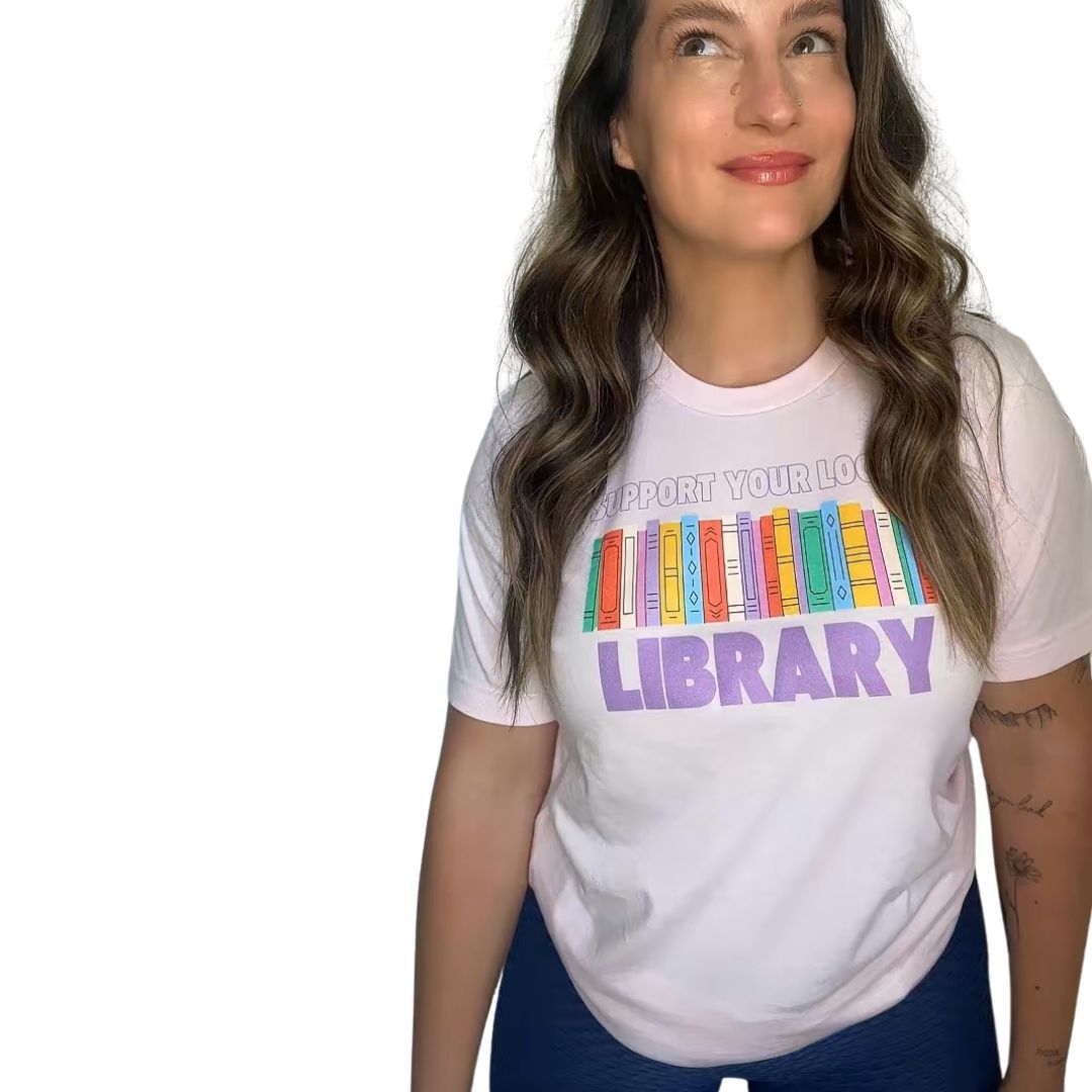 Shop Support Your Local Library Classic Tee- at Ruby Joy Boutique, a Women's Clothing Store in Pickerington, Ohio