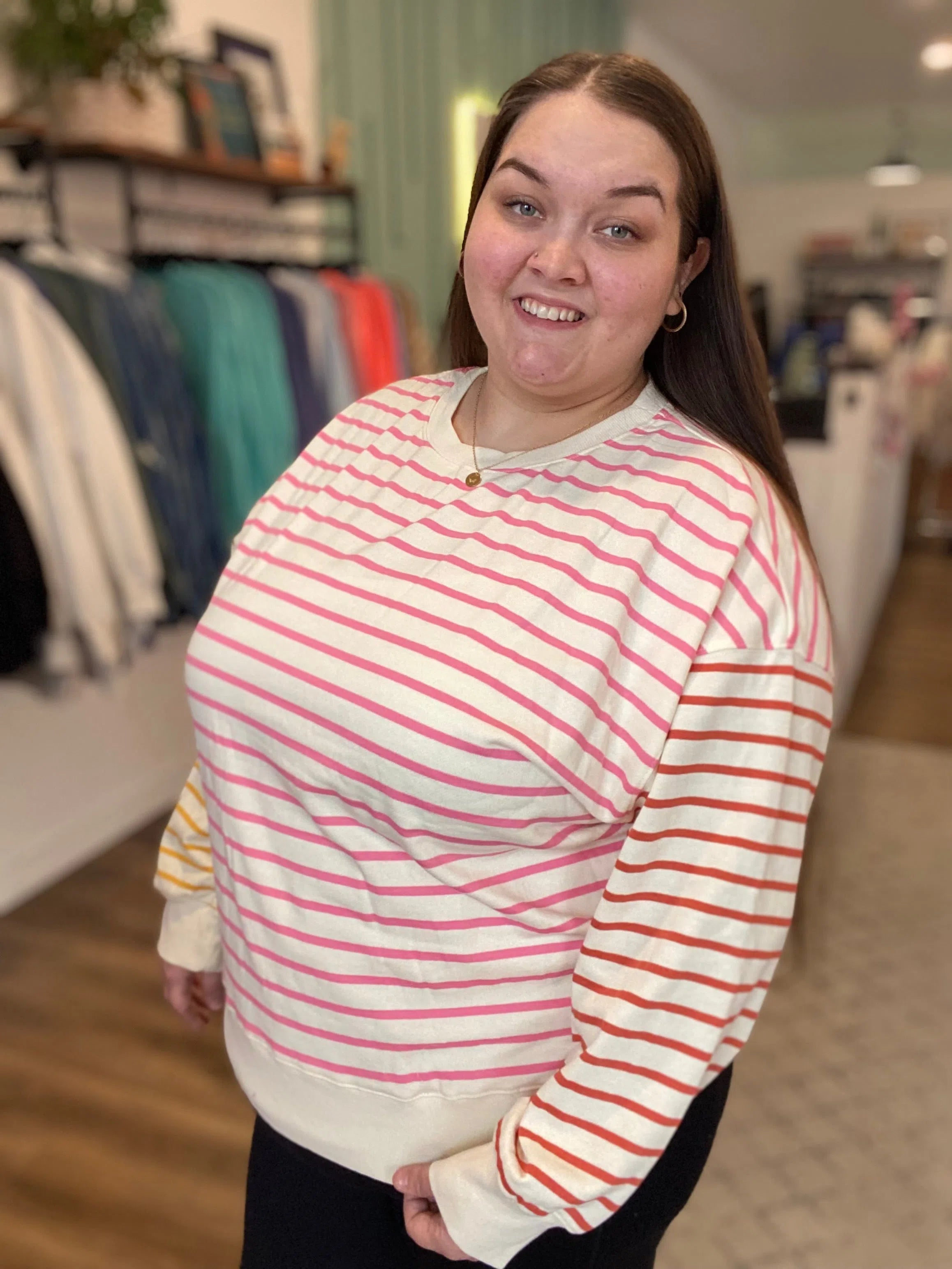 Shop Sweet Striped Pullover- at Ruby Joy Boutique, a Women's Clothing Store in Pickerington, Ohio