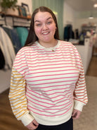 Shop Sweet Striped Pullover-XL at Ruby Joy Boutique, a Women's Clothing Store in Pickerington, Ohio