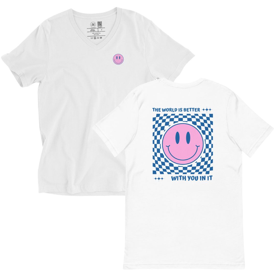 Shop The World is Better Classic Tee | Kind Cotton-V-neck at Ruby Joy Boutique, a Women's Clothing Store in Pickerington, Ohio