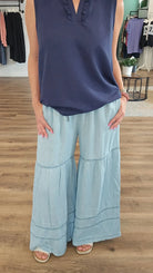 Shop Tiered Boho Wide Leg Pants with Pockets- at Ruby Joy Boutique, a Women's Clothing Store in Pickerington, Ohio