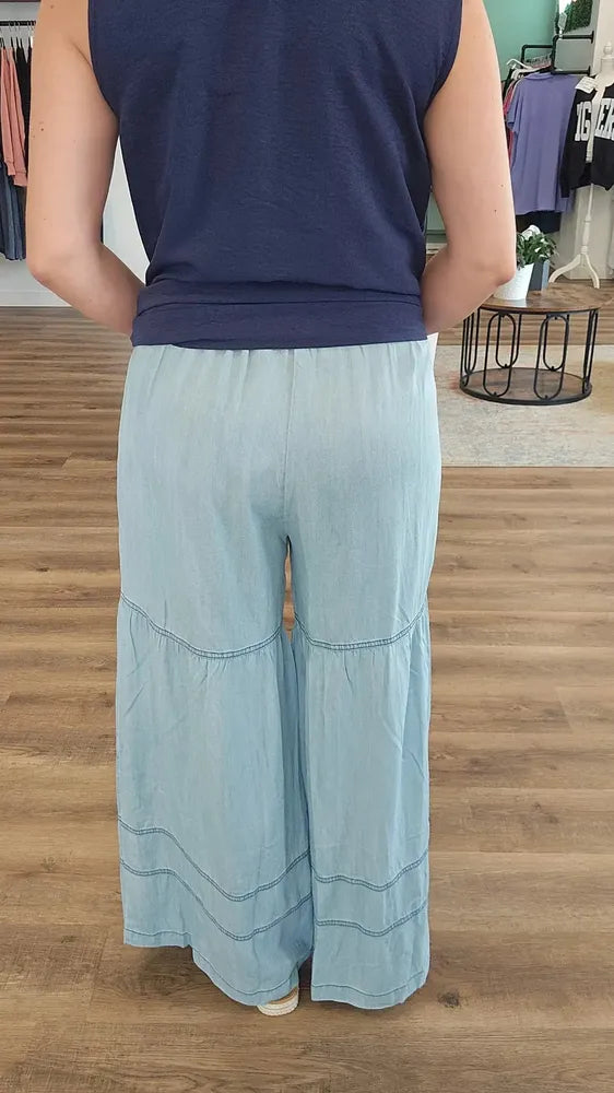 Shop Tiered Boho Wide Leg Pants with Pockets- at Ruby Joy Boutique, a Women's Clothing Store in Pickerington, Ohio