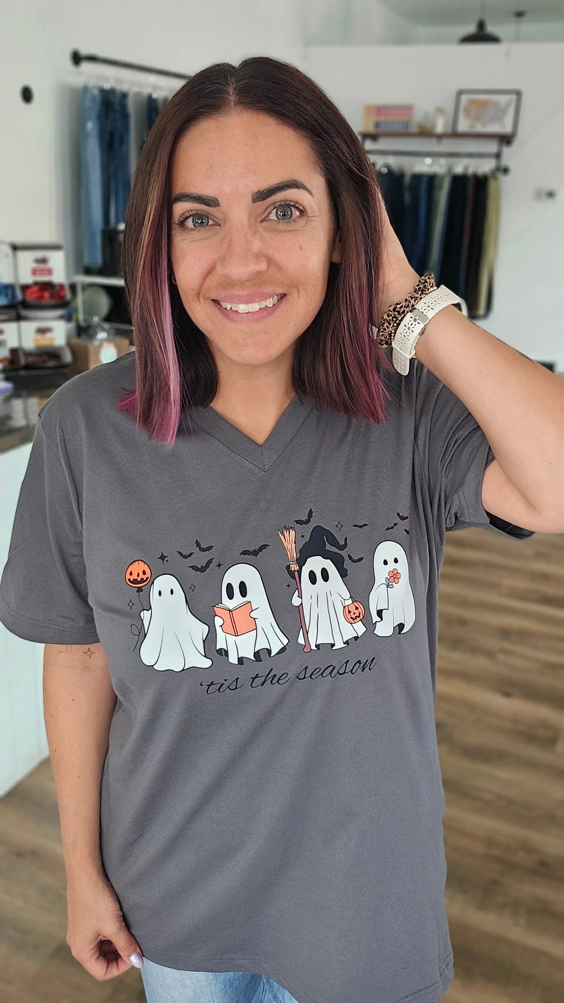 Shop 'Tis The Season Ghost Tee- at Ruby Joy Boutique, a Women's Clothing Store in Pickerington, Ohio