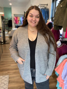 Shop Tori Open Cardigan - Grey-Cardigan at Ruby Joy Boutique, a Women's Clothing Store in Pickerington, Ohio