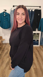 Shop Tunic Sweatshirt with Pockets - Black- at Ruby Joy Boutique, a Women's Clothing Store in Pickerington, Ohio