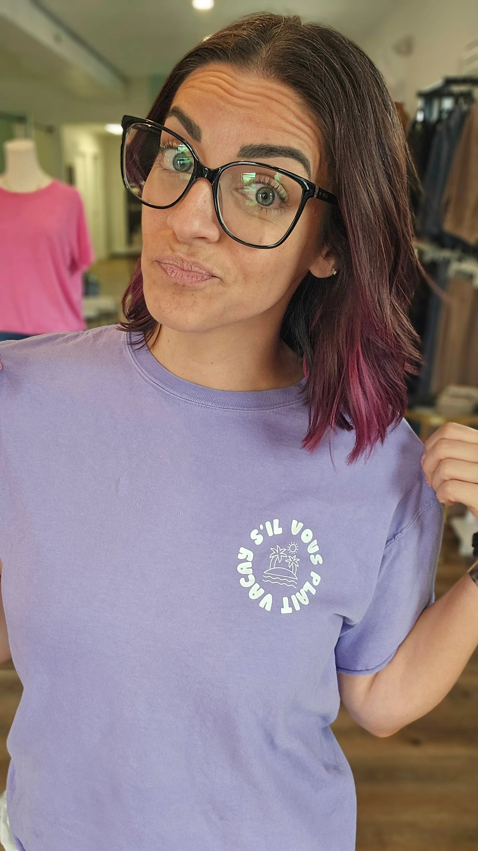 Shop Vacay S'il Vous Plait Graphic Tee- at Ruby Joy Boutique, a Women's Clothing Store in Pickerington, Ohio