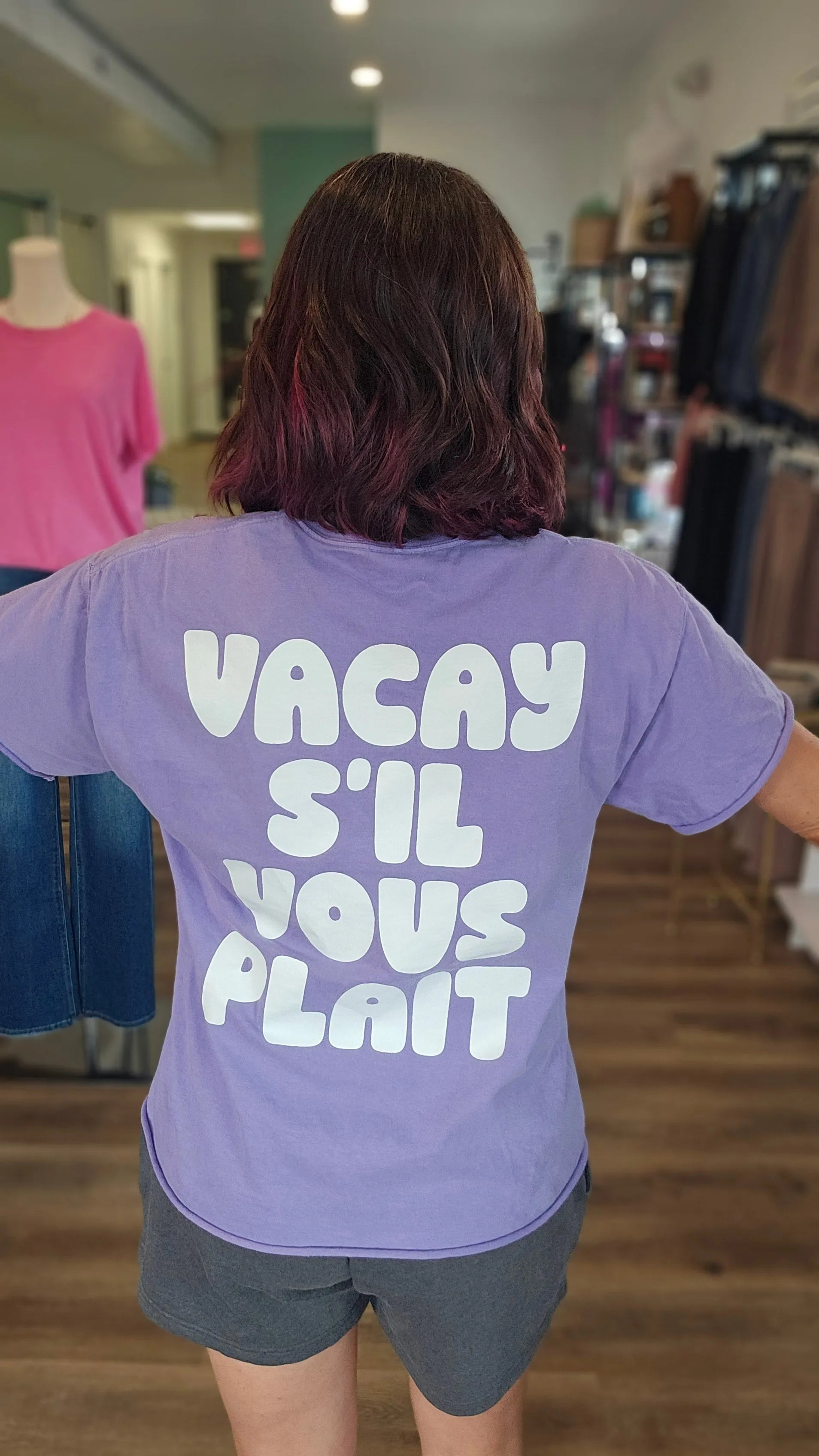 Shop Vacay S'il Vous Plait Graphic Tee- at Ruby Joy Boutique, a Women's Clothing Store in Pickerington, Ohio