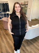 Shop Velocity Jumpsuit - Black-XL at Ruby Joy Boutique, a Women's Clothing Store in Pickerington, Ohio