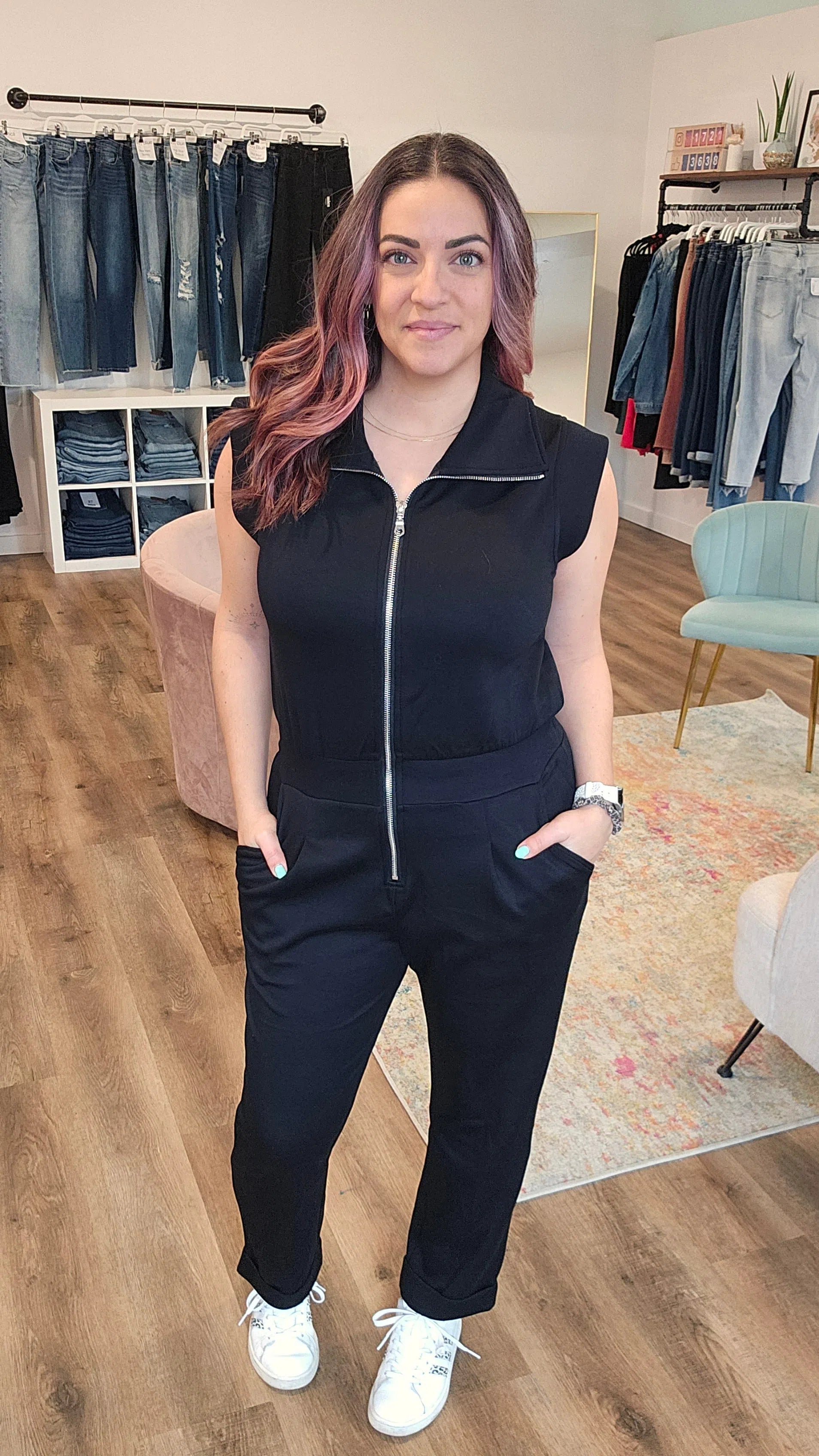 Shop Velocity Jumpsuit - Black- at Ruby Joy Boutique, a Women's Clothing Store in Pickerington, Ohio