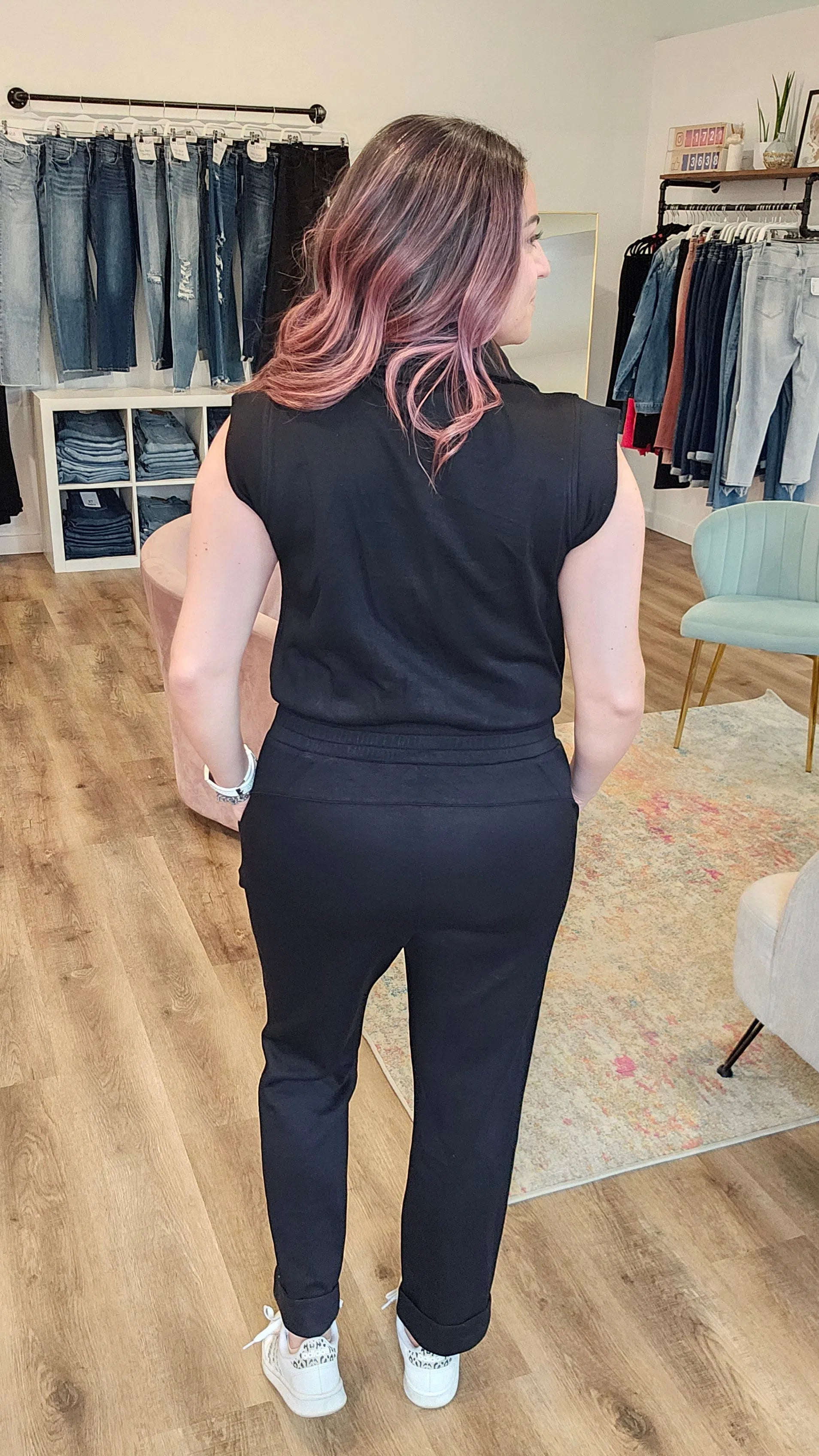 Shop Velocity Jumpsuit - Black- at Ruby Joy Boutique, a Women's Clothing Store in Pickerington, Ohio