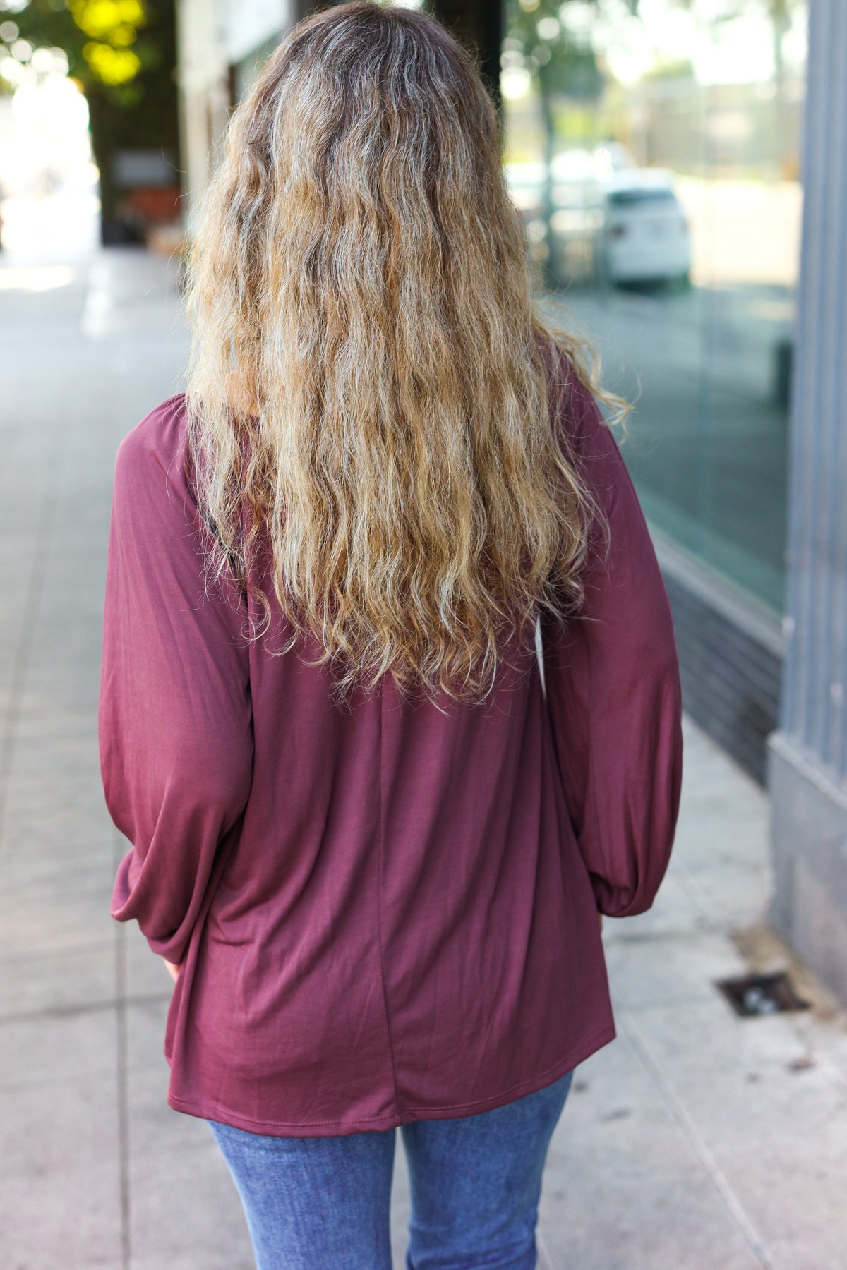 Shop Versatile Wine Front Tie Modal Knit Peasant Top-Shirts & Tops at Ruby Joy Boutique, a Women's Clothing Store in Pickerington, Ohio