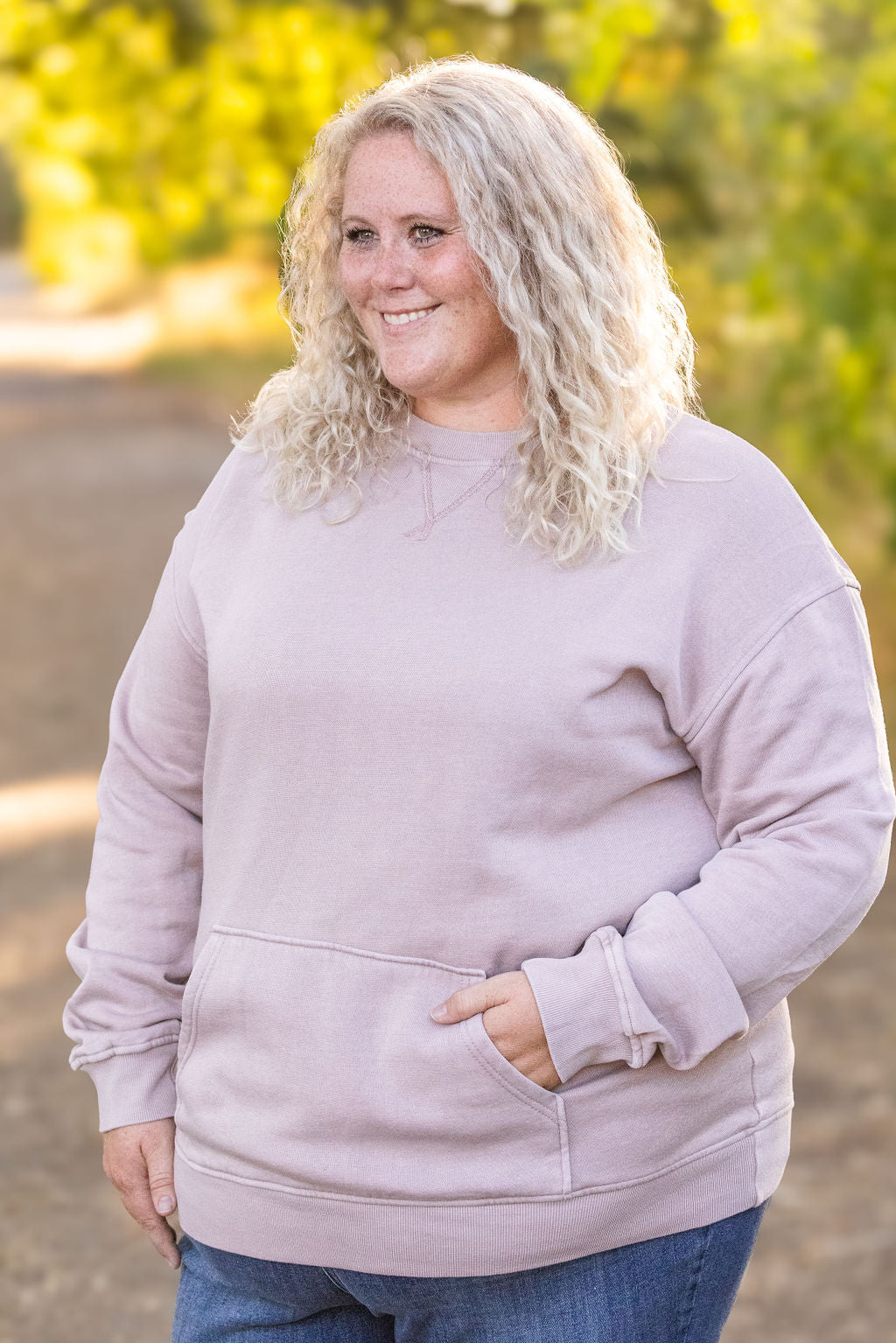 Shop Vintage Wash Pocket Pullover - Blush Pebble-clothing at Ruby Joy Boutique, a Women's Clothing Store in Pickerington, Ohio