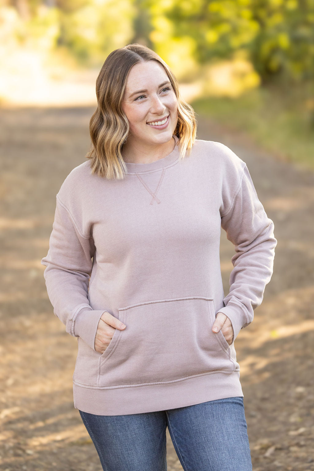 Shop Vintage Wash Pocket Pullover - Blush Pebble-clothing at Ruby Joy Boutique, a Women's Clothing Store in Pickerington, Ohio