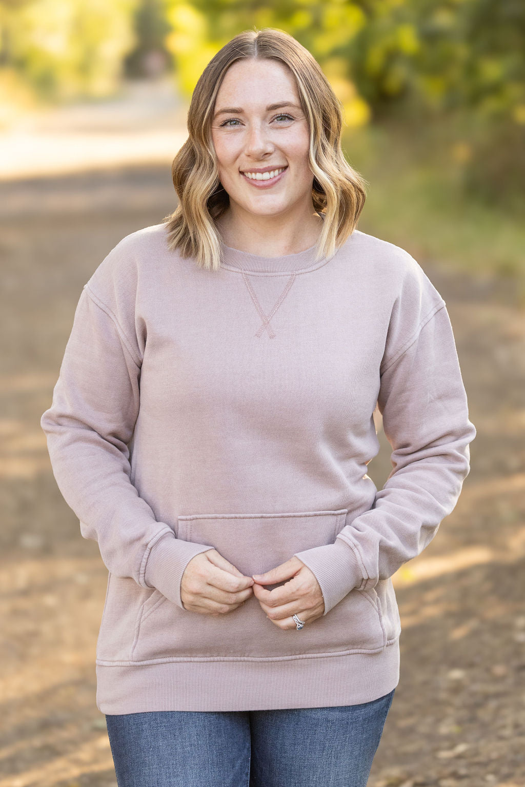 Shop Vintage Wash Pocket Pullover - Blush Pebble-clothing at Ruby Joy Boutique, a Women's Clothing Store in Pickerington, Ohio