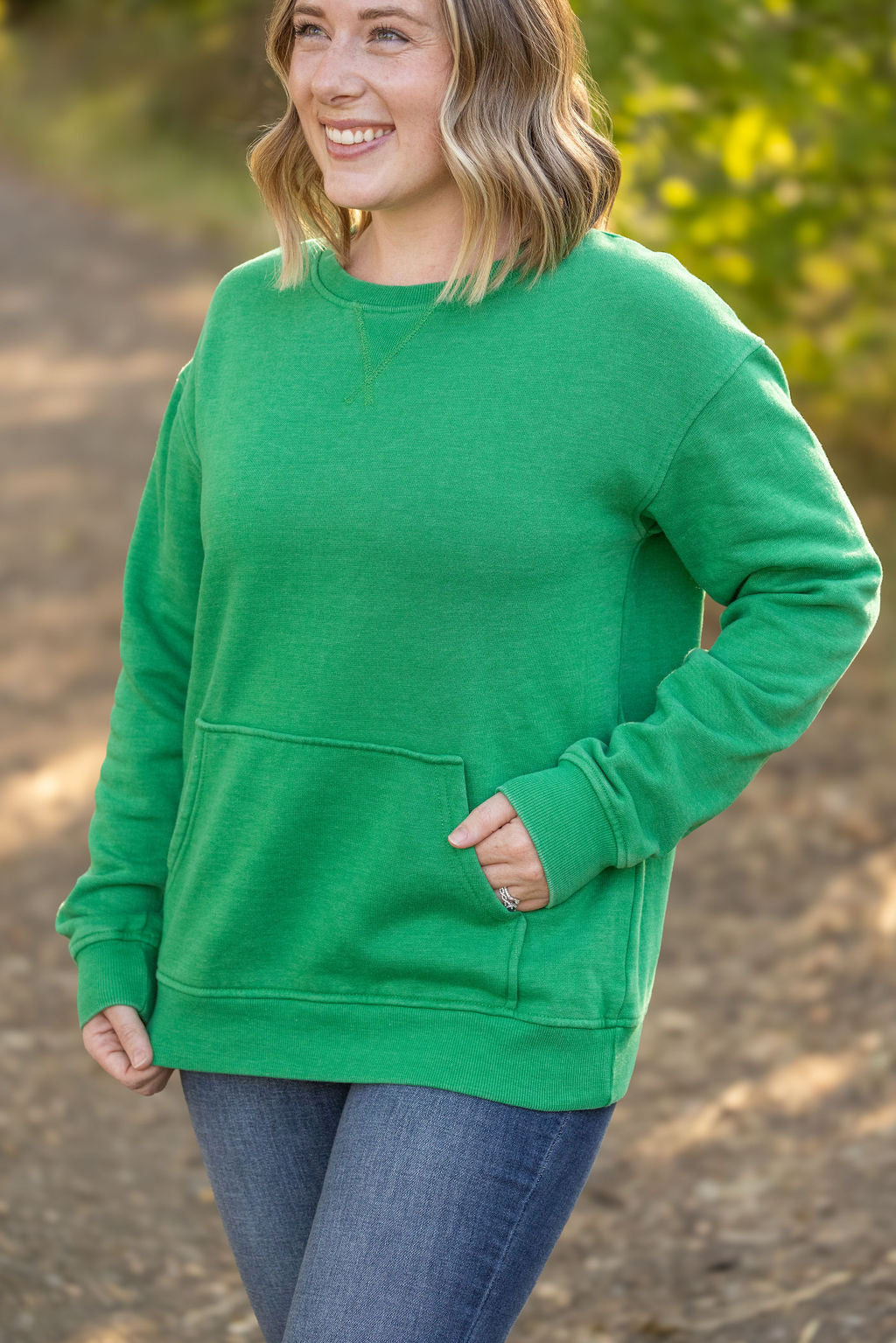 Shop Vintage Wash Pocket Pullover - Green-clothing at Ruby Joy Boutique, a Women's Clothing Store in Pickerington, Ohio