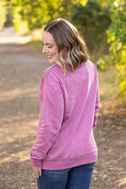 Shop Vintage Wash Pocket Pullover - Mulberry-clothing at Ruby Joy Boutique, a Women's Clothing Store in Pickerington, Ohio