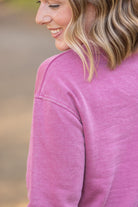 Shop Vintage Wash Pocket Pullover - Mulberry-clothing at Ruby Joy Boutique, a Women's Clothing Store in Pickerington, Ohio