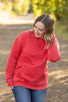 Shop Vintage Wash Pocket Pullover - Red-clothing at Ruby Joy Boutique, a Women's Clothing Store in Pickerington, Ohio