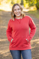 Shop Vintage Wash Pocket Pullover - Red-clothing at Ruby Joy Boutique, a Women's Clothing Store in Pickerington, Ohio