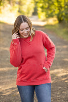 Shop Vintage Wash Pocket Pullover - Red-clothing at Ruby Joy Boutique, a Women's Clothing Store in Pickerington, Ohio