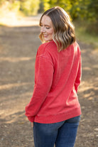 Shop Vintage Wash Pocket Pullover - Red-clothing at Ruby Joy Boutique, a Women's Clothing Store in Pickerington, Ohio