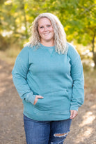 Shop Vintage Wash Pocket Pullover - Teal-clothing at Ruby Joy Boutique, a Women's Clothing Store in Pickerington, Ohio