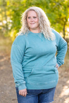 Shop Vintage Wash Pocket Pullover - Teal-clothing at Ruby Joy Boutique, a Women's Clothing Store in Pickerington, Ohio