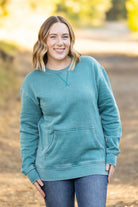 Shop Vintage Wash Pocket Pullover - Teal-clothing at Ruby Joy Boutique, a Women's Clothing Store in Pickerington, Ohio