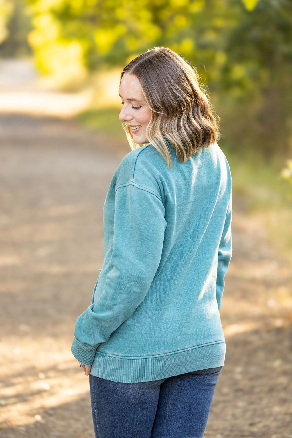 Shop Vintage Wash Pocket Pullover - Teal-clothing at Ruby Joy Boutique, a Women's Clothing Store in Pickerington, Ohio