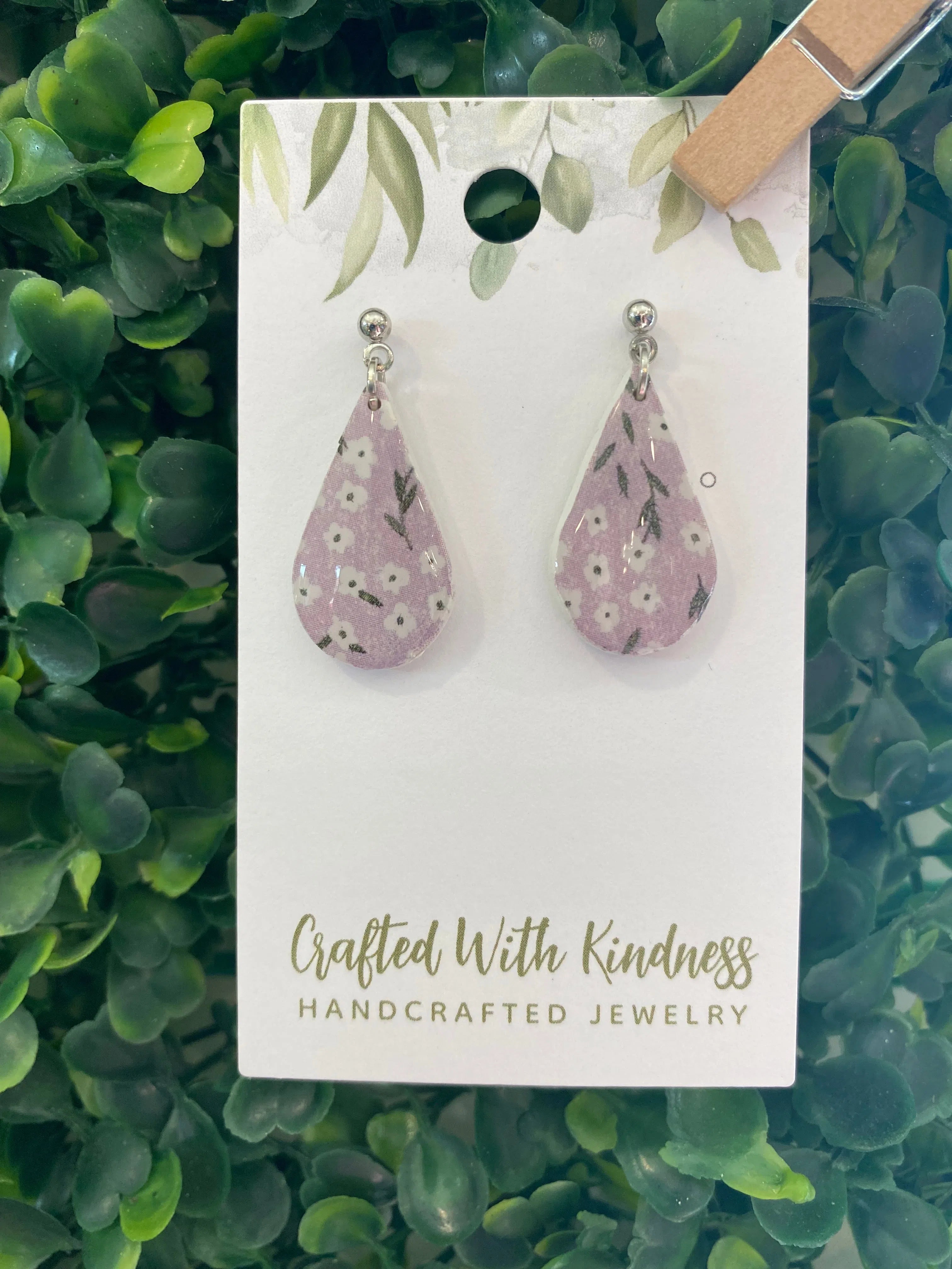Shop Violet Floral Teardrops-Earrings at Ruby Joy Boutique, a Women's Clothing Store in Pickerington, Ohio