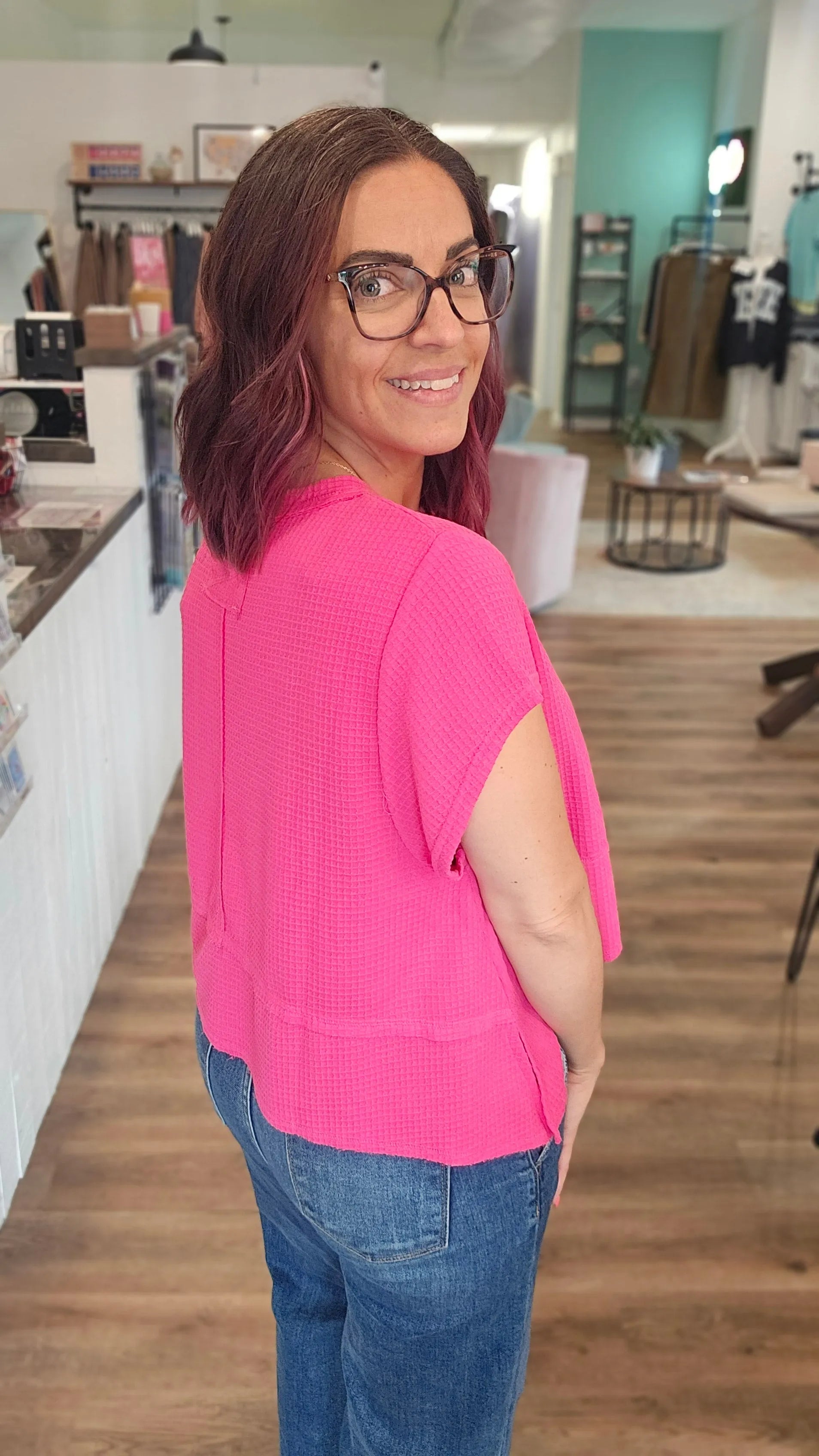 Shop Washed Ribbed Oversized Tee - Hot Pink- at Ruby Joy Boutique, a Women's Clothing Store in Pickerington, Ohio