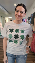 Shop Watercolor Shamrock Tee - St. Patrick's Day-Graphic Tee at Ruby Joy Boutique, a Women's Clothing Store in Pickerington, Ohio