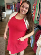 Shop Wavy Ribbed Tank Dress | Red-Dresses at Ruby Joy Boutique, a Women's Clothing Store in Pickerington, Ohio