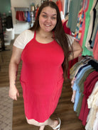 Shop Wavy Ribbed Tank Dress | Red-Dresses at Ruby Joy Boutique, a Women's Clothing Store in Pickerington, Ohio