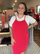 Shop Wavy Ribbed Tank Dress | Red-Dresses at Ruby Joy Boutique, a Women's Clothing Store in Pickerington, Ohio