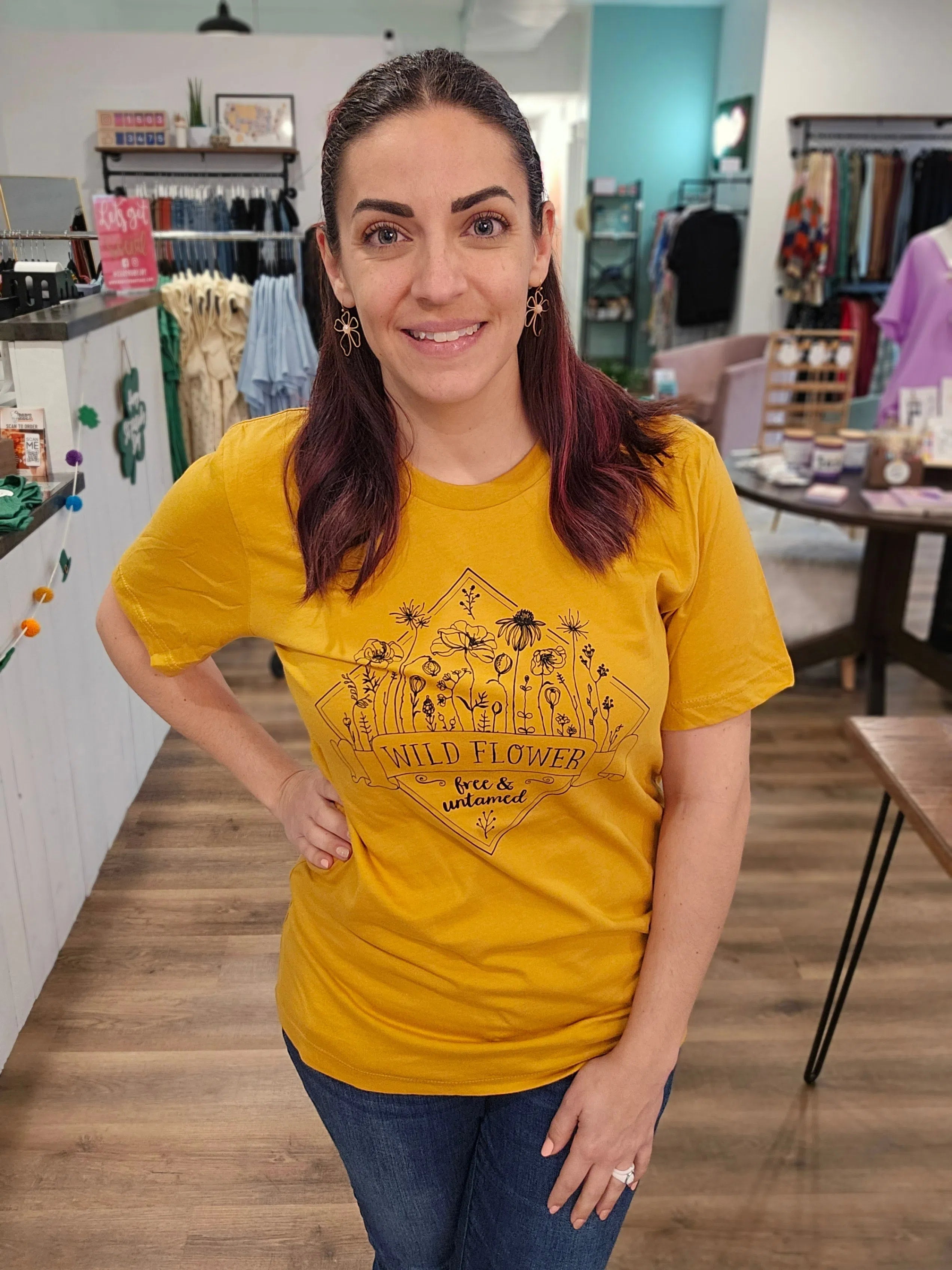 Shop Wildflower Free & Untamed Graphic Tee-Graphic Tee at Ruby Joy Boutique, a Women's Clothing Store in Pickerington, Ohio