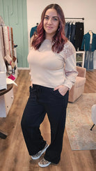 Shop Willa Straight Leg Pants with Pockets - Black-Pants at Ruby Joy Boutique, a Women's Clothing Store in Pickerington, Ohio