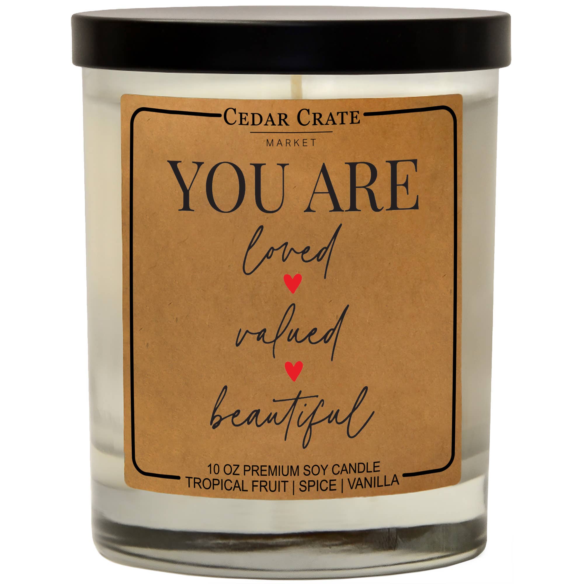 Shop You Are Loved Valued Beautiful | Tropical Fruit Temptations | Soy Candle- at Ruby Joy Boutique, a Women's Clothing Store in Pickerington, Ohio