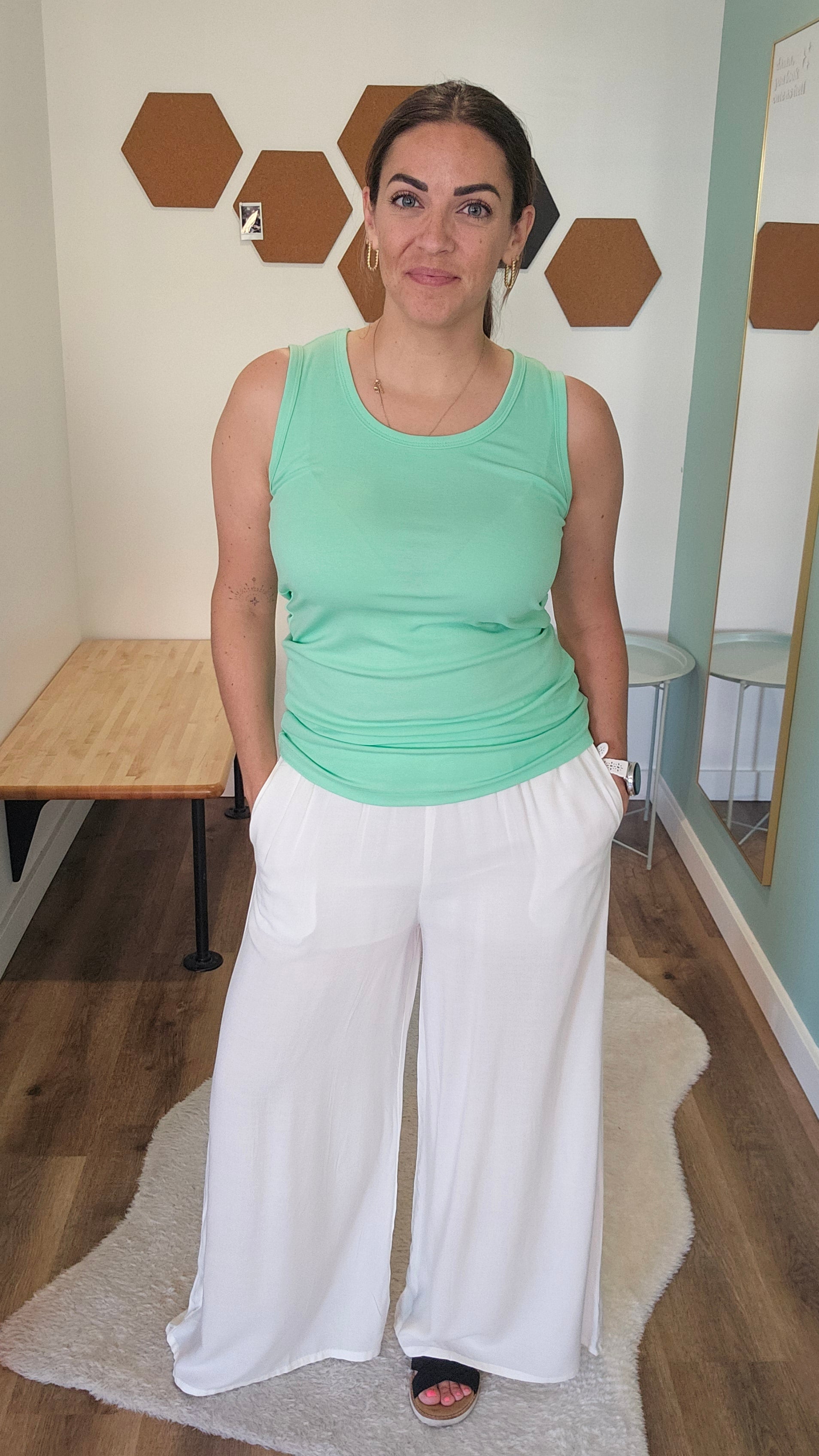 Shop Zara Wide Leg White Pants-Pants at Ruby Joy Boutique, a Women's Clothing Store in Pickerington, Ohio