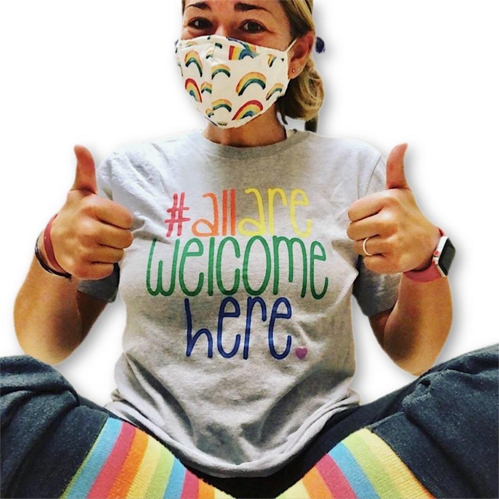 Shop All Are Welcome Here Classic Tee- at Ruby Joy Boutique, a Women's Clothing Store in Pickerington, Ohio