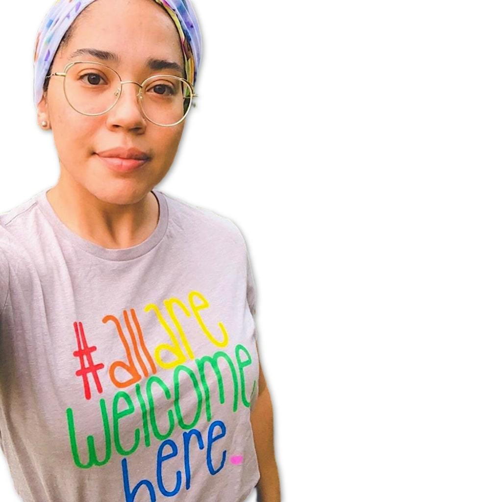 Shop All Are Welcome Here Classic Tee- at Ruby Joy Boutique, a Women's Clothing Store in Pickerington, Ohio