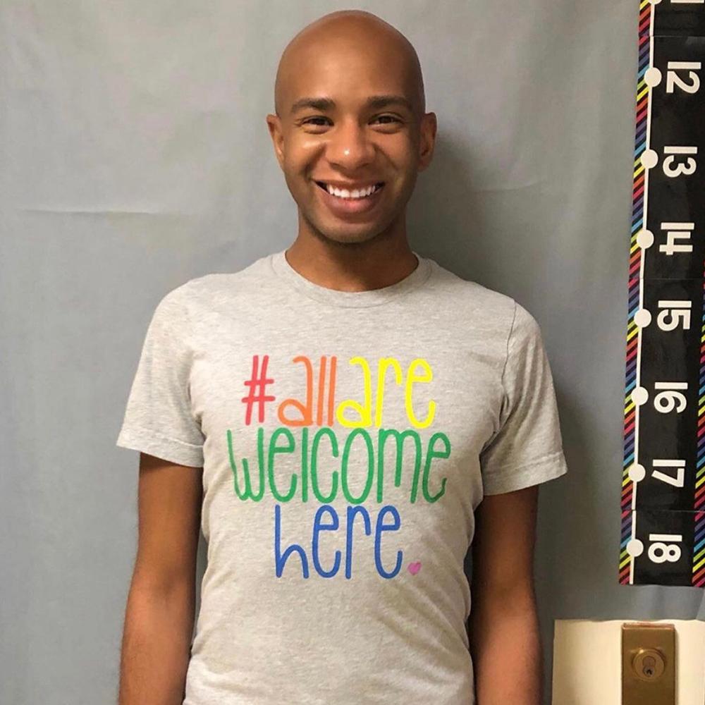 Shop All Are Welcome Here Classic Tee- at Ruby Joy Boutique, a Women's Clothing Store in Pickerington, Ohio