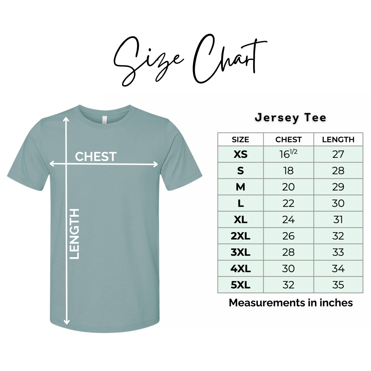 size chart preview