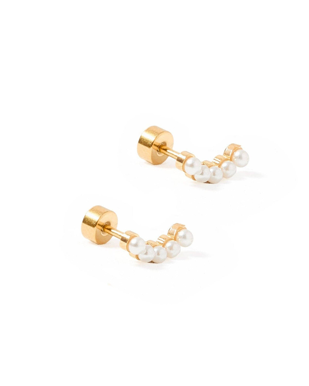 Shop Screwback Stud Earrings - Abigail Pearl Gold- at Ruby Joy Boutique, a Women's Clothing Store in Pickerington, Ohio