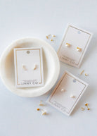 Shop Screwback Stud Earrings - Abigail Pearl Gold- at Ruby Joy Boutique, a Women's Clothing Store in Pickerington, Ohio
