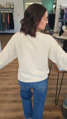 Shop Corded Crew Neck Pullover - Ivory- at Ruby Joy Boutique, a Women's Clothing Store in Pickerington, Ohio