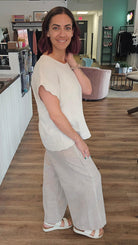 Shop Striped Wide Leg Linen Blend Pants - Tan- at Ruby Joy Boutique, a Women's Clothing Store in Pickerington, Ohio